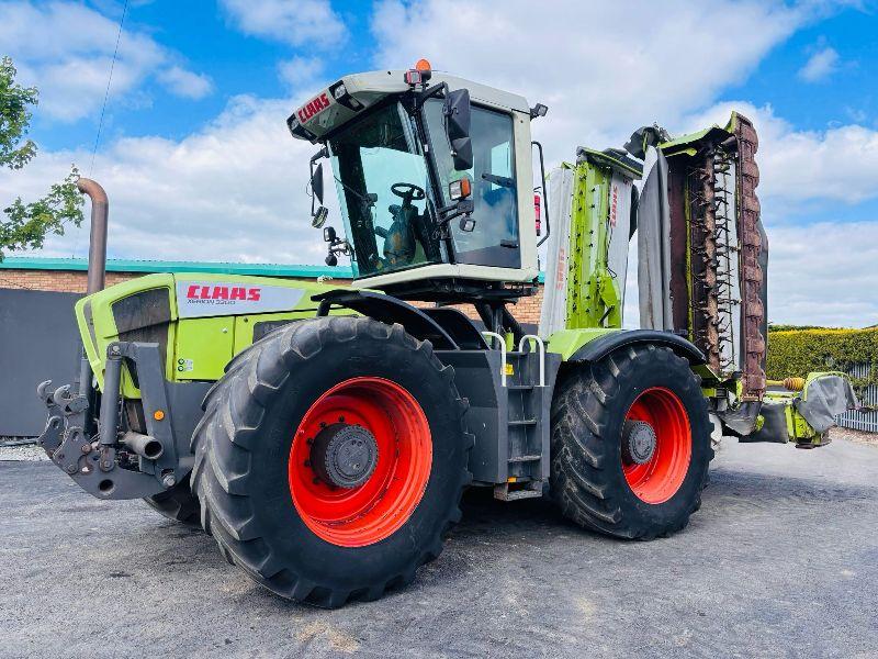 CLAAS XERION 3300 TRACTOR*C/W DEMOUNTABLE CLAAS 3300 TRIPLE MOWERS*VIDEO*