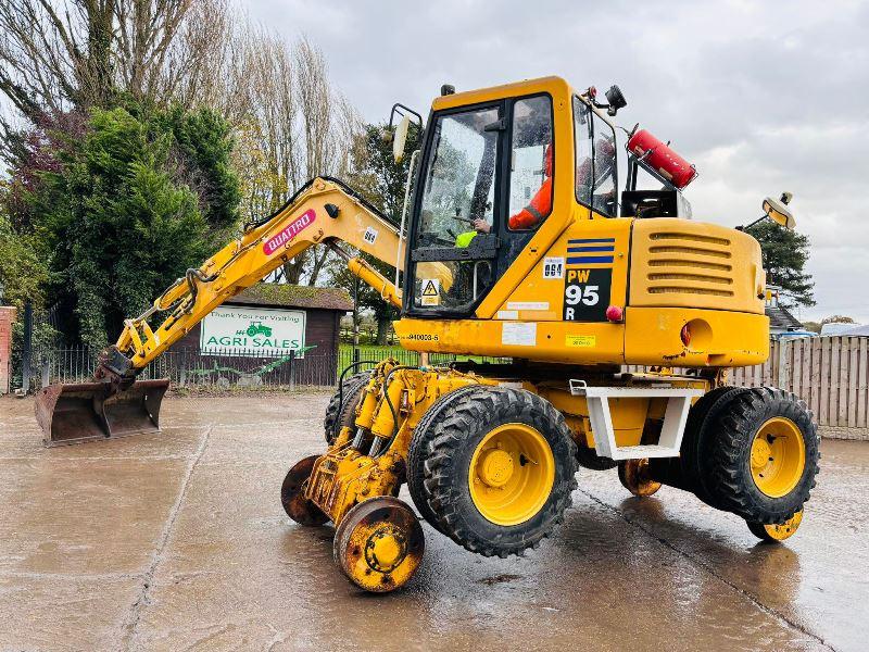 KOMATSU PW95R 4WD WHEELED EXCAVATOR C/W QUICK HITCH & RAILWAY GEAR *VIDEO*