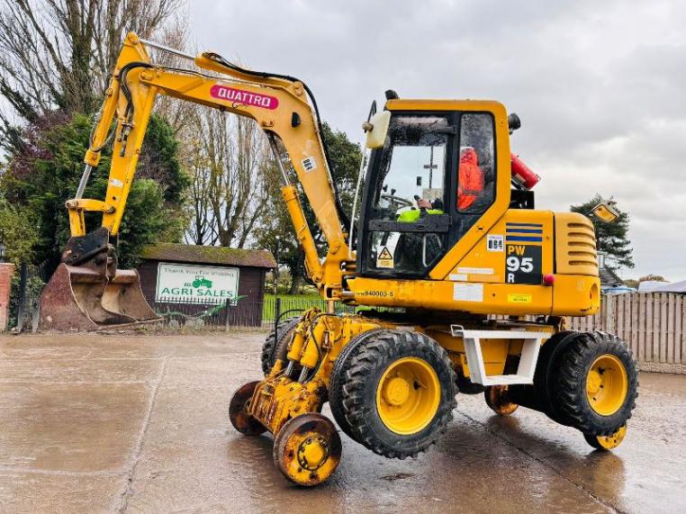 KOMATSU PW95R 4WD WHEELED EXCAVATOR C/W QUICK HITCH & RAILWAY GEAR *VIDEO*