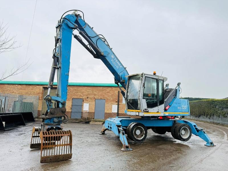 FUCHS MHL 320 HIGH RISE SCRAP HANDLER*C/W ROTATING SCRAP GRAB*VIDEO*