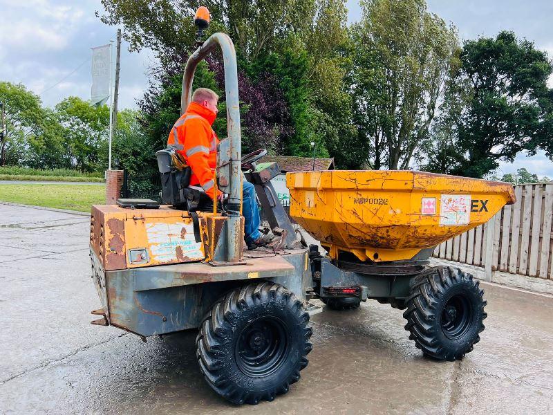 TEREX 3000 4WD SWIVEL TIP DUMPER C/W ROLE BAR & KUBOTA ENGINE *VIDEO*
