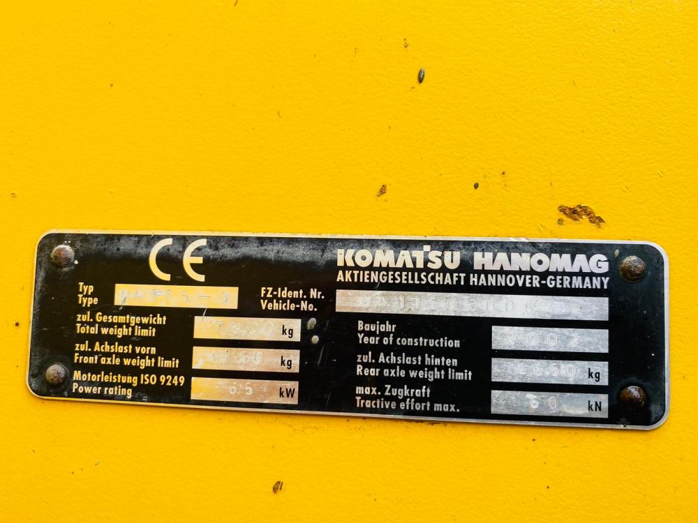 KOMATSU WA1153 4WD LOADING SHOVEL C/W QUICK HITCH