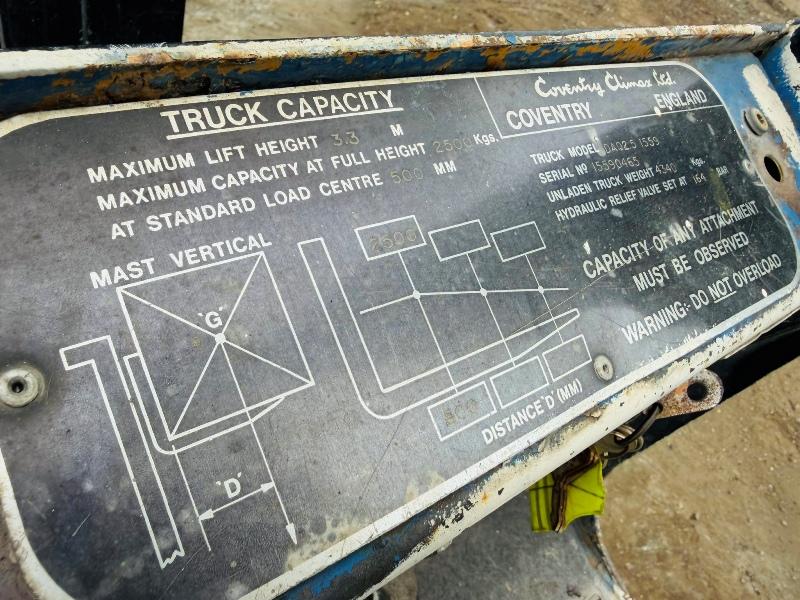 COVENTRY CLIMAX LTD DAQ2.5 1559 FORKLIFT*C/W PALLET TINES*VIDEO*