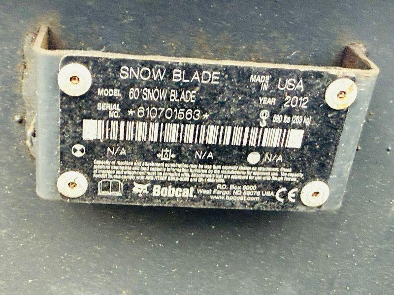 BOBCAT MODEL 60 SNOW PLOW*TO SUIT SKIDSTEER*YEAR 2012*VIDEO*