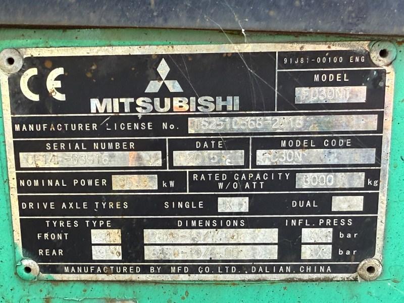 MITSUBISHI FD30NT FORKLIFT*C/W PALLET TINES*YEAR 2015*VIDEO*