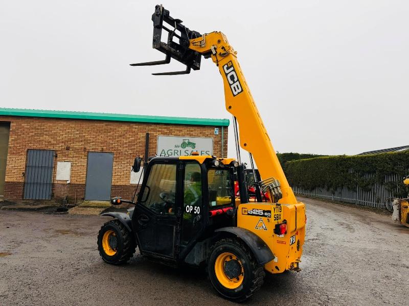 JCB 525-60 HI VIZ TURBO TELEHANDLER*YEAR 2019*C/W BUCKET & TINES*VIDEO*