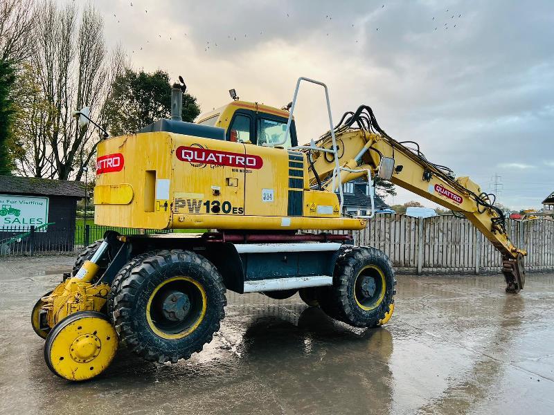 KOMATSU PW130ES-6K 4WD WHEELED EXCAVATOR C/W QUICK HITCH & RAILWAY GEAR *VIDEO*