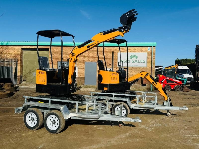 *NEW*JPC HT12 EXCAVATOR*CHOICE OF 2*C/W TWIN AXLE TRAILER*VIDEO*