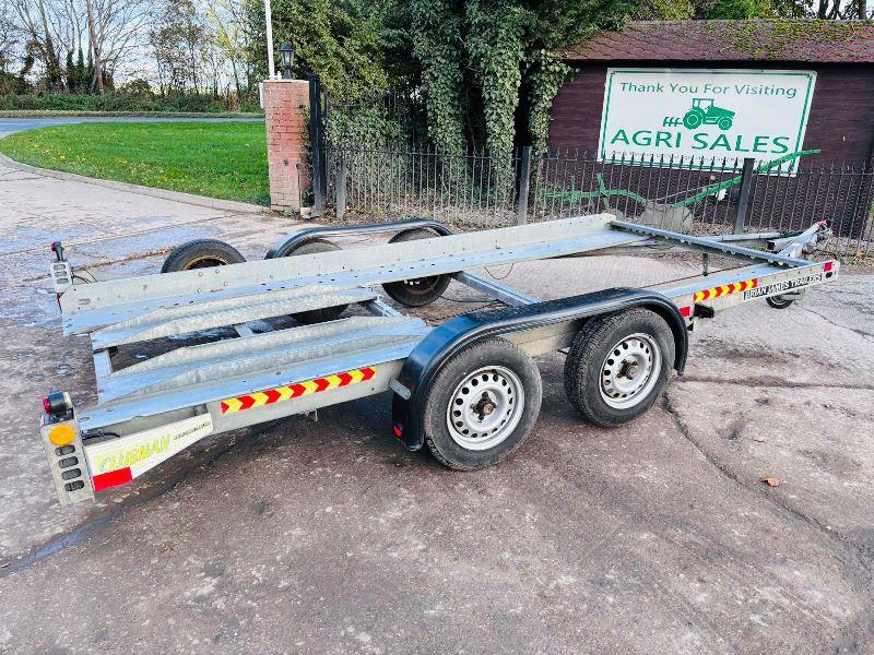 BRIAN JAMES TWIN-AXLE CAR TRANSPORTER TRAILER C/W LOADING RAMPS *VIDEO*