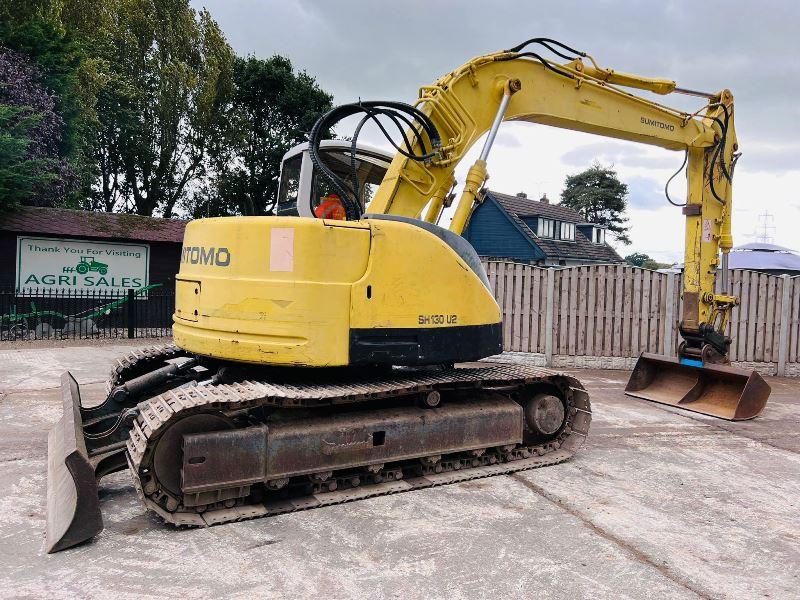 SUMITOMO SH130 TRACKED EXCAVATOR C/W BLADE & QUICK HITCH *VIDEO*