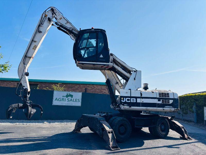 JCB JS200W HIGHRISE CAB SCRAP HANDLER*C/W GRAB*YEAR 2011*VIDEO*
