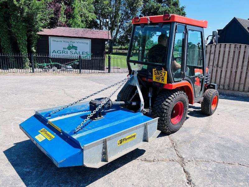 KUBOTA B2410 4WD COMPACT TRACTOR C/W FLEMMING TOPPER & FRONT WEIGHTS *VIDEO*