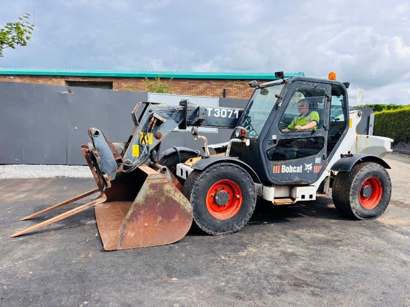 BOBCAT T3071 TELEHANDLER*C/W PALLET TINES AND BUCKET*VIDEO*