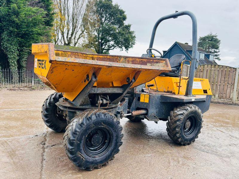 TEREX TA3 4WD SWIVEL TIP DUMPER *YEAR 2012, 1422 HOURS* C/W KUBOTA ENGINE *VIDEO*