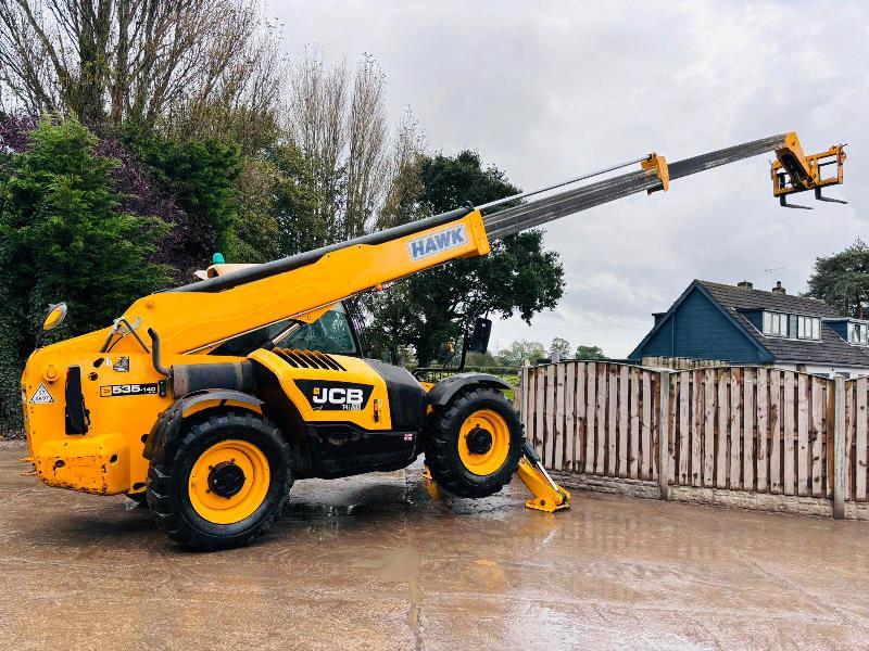JCB 535-140 HI VIZ 4WD TELEHANDLER *YEAR 2014, 14 METER REACH* C/W TINES *VIDEO*