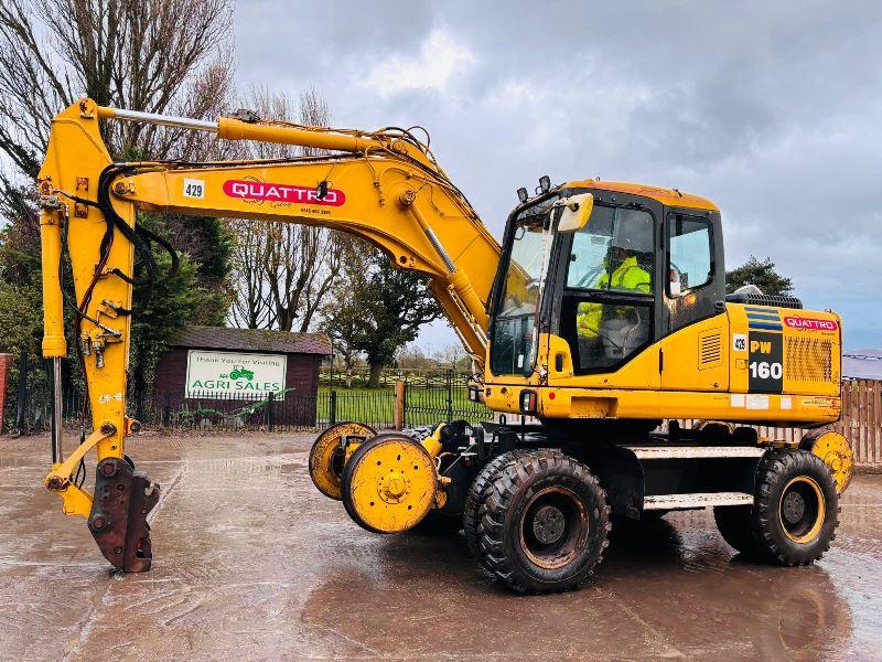 KOMATSU PW160ES-7K 4WD WHEELED EXCAVATOR C/W QUICK HITCH & RAILWAY GEAR *VIDEO*