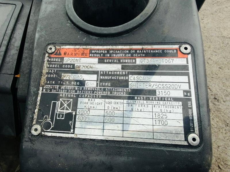 CATERPILLAR GP20NT FORKLIFT*YEAR 2015*C/W PALLET TINES*VIDEO*