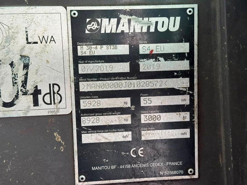 MANITOU M30-4 FORKLIFT*C/W PICK UP HITCH*YEAR 2019*5480 HOURS*VIDEO*