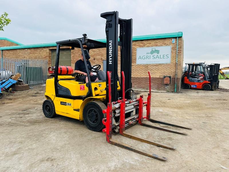 HYUNDAI 35L-7A FORKLIFT*C/W FORK POSITIONER*YEAR 2016*VIDEO*