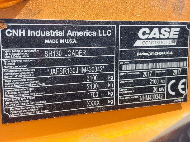 CASE SR130 SKIDSEER*C/W BUCKET*YEAR 2017*VIDEO*