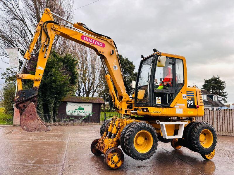 KOMATSU PW95R 4WD WHEELED EXCAVATOR C/W QUICK HITCH & RAILWAY GEAR *VIDEO*