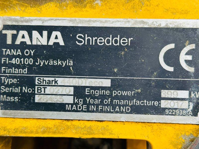 TANA SHARK 440DT INDUSTRIAL SHREDDER*YEAR 2017*C/W REMOTE CONTROL*VIDEO*