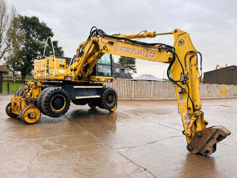KOMATSU PW150ES-6K 4WD WHEELED EXCAVATOR C/W QUICK HITCH & RAILWAY GEAR *VIDEO*