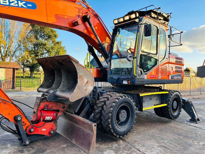 DOOSAN DX170W 4WD WHEELED EXCAVATOR *YEAR 2016* C/W HYDRAULIC TILITING QH *VIDEO*