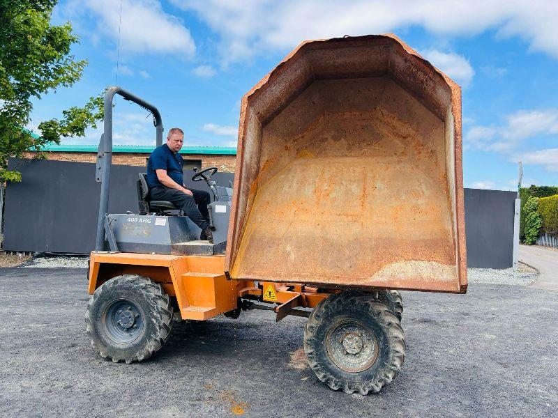 AUSA 400 AHG 4 TONNE SWIVLE TIP DUMPER *C/W ROLL BAR*VIDEO*