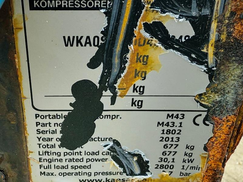 KAESER M43 COMPRESSOR*KUBOTA ENGINE*SPARES AND REPAIRS*YEAR 2013*VIDEO*