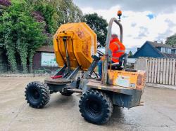 TEREX 3000 4WD SWIVEL TIP DUMPER C/W ROLE BAR & KUBOTA ENGINE *VIDEO*