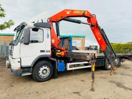VOLVO FM7-12 FLAT BED LORRY*C/W PALFINGER PK23080 CRANE*VIDEO*