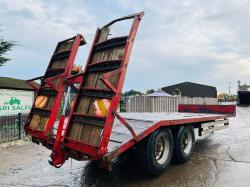 TWIN AXLE DRAG TRAILER * 23 FOOT LONG * C/W HYDRAULIC RAMPS *VIDEO*