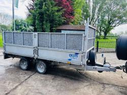 IFOR WILLIAMS LM125G DOUBLE AXLE DROP SIDE TRAILER C/W HIGH SIDED CAGE SIDES 