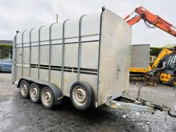 IFOR WILLIAMS TRI AXLE 14FT X 7FT CATTLE TRAILER*C/W 2 PARTITIONS*VIDEO*