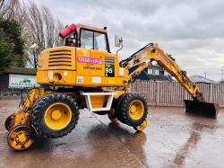 KOMATSU PW95R 4WD WHEELED EXCAVATOR C/W QUICK HITCH & RAILWAY GEAR *VIDEO*