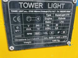 GENERATOR LIGHTING TOWERS C/W KUBOTA 3 CYLINDER ENGINE * CHOICE OF THREE * 