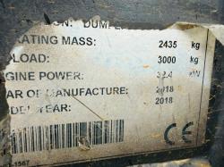 MECALAC TAS3 3 TONNE TRACKED SWIVLE SKIP DUMPER*2018*1053 HOURS*VIDEO*