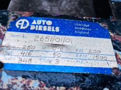 AUTO DIESEL 3604A 250KVA GENERATOR C/W CUMMINS ENGINE *VIDEO*