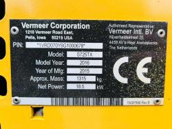 VERMEER S725TX TRACKED LOADER *YEAR 2016, 1292 HOURS* C/W BUCKET, TINES & GRAB*VIDEO* 