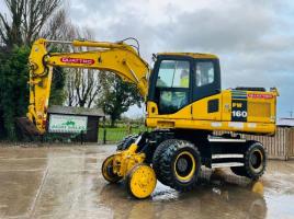 KOMATSU PW160ES-7K 4WD WHEELED EXCAVATOR C/W QUICK HITCH & RAILWAY GEAR *VIDEO*