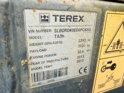 TEREX TA3H DUMPER*YEAR 2013*C/W KUBOTA ENGINE*VIDEO*