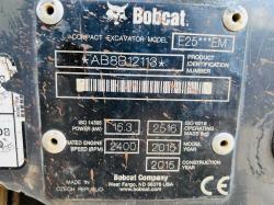 BOBCAT E25 EXCAVATOR *YEAR 2015, ONLY 1588 HOURS* C/W QUICK HITCH *VIDEO*
