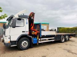 VOLVO FM7-12 FLAT BED LORRY*C/W PALFINGER PK23080 CRANE*VIDEO*
