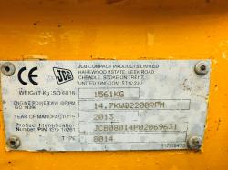 JCB 8014CTS MINI EXCAVATOR*C/W 2 EXTRA BUCKETS*YEAR 2013*VIDEO*