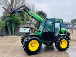 JOHN DEER 3215 4WD TURBO TELEHANDLER C/W PIN & CONE HEAD STOCK *VIDEO*