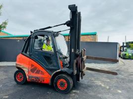 LINDE H40D 2 STAGE MASTED FORKLIFT*YEAR 2008*C/W ROTATING TINES*VIDEO*