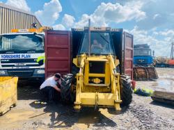 JCB 4CX BACKHOE & JCB 3CX BACKHOE GETTING LOADED INTO CONTAINER FOR EXPORT 