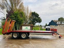 TWIN AXLE DRAG TRAILER * 23 FOOT LONG * C/W HYDRAULIC RAMPS *VIDEO*