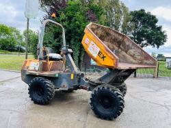 TEREX 3000 4WD SWIVEL TIP DUMPER C/W ROLE BAR & KUBOTA ENGINE *VIDEO*